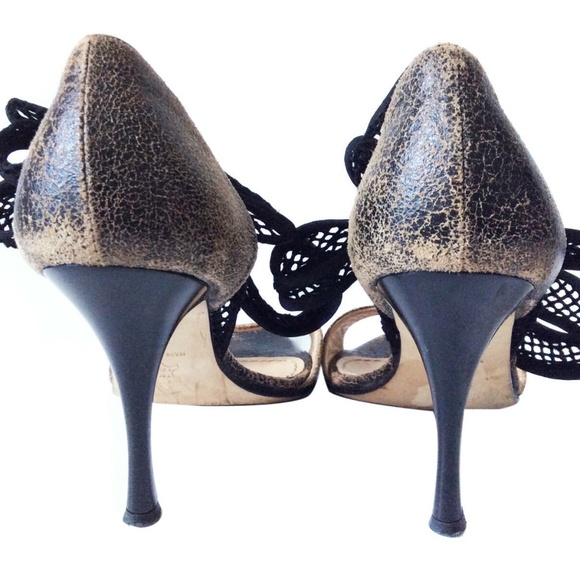 JOHN GALLIANO DISTRESSED LEATHER SHOES SIZE 7.5 - Picture 4 of 4